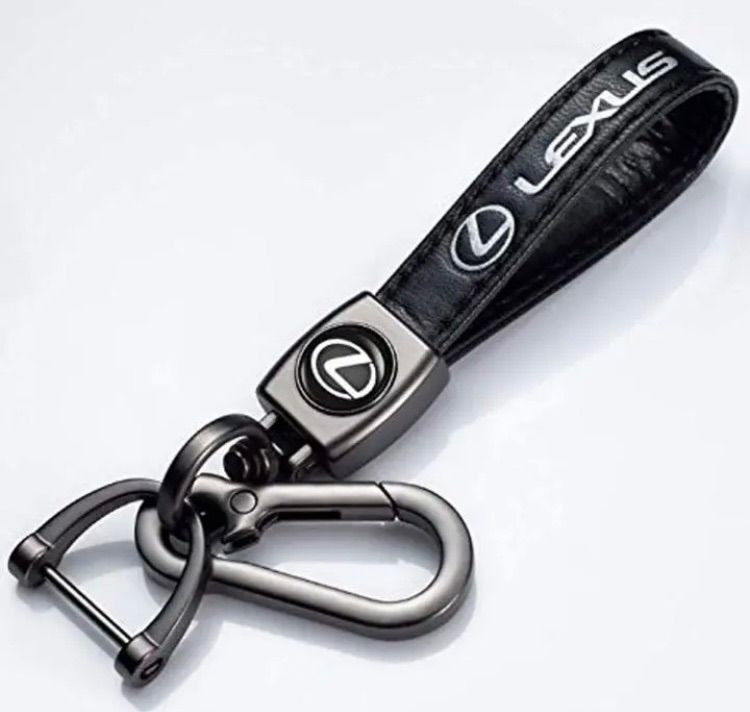 レクサス キーホルダー 金具 高級牛革製 キーリング アクセサリー 黒と