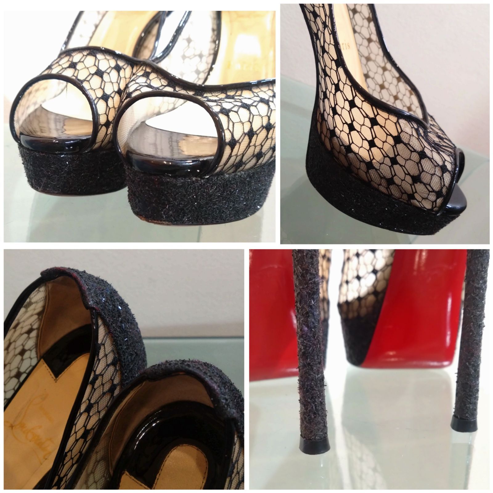 938 Louboutin クリスチャンルブタン レース ヒール パンプス