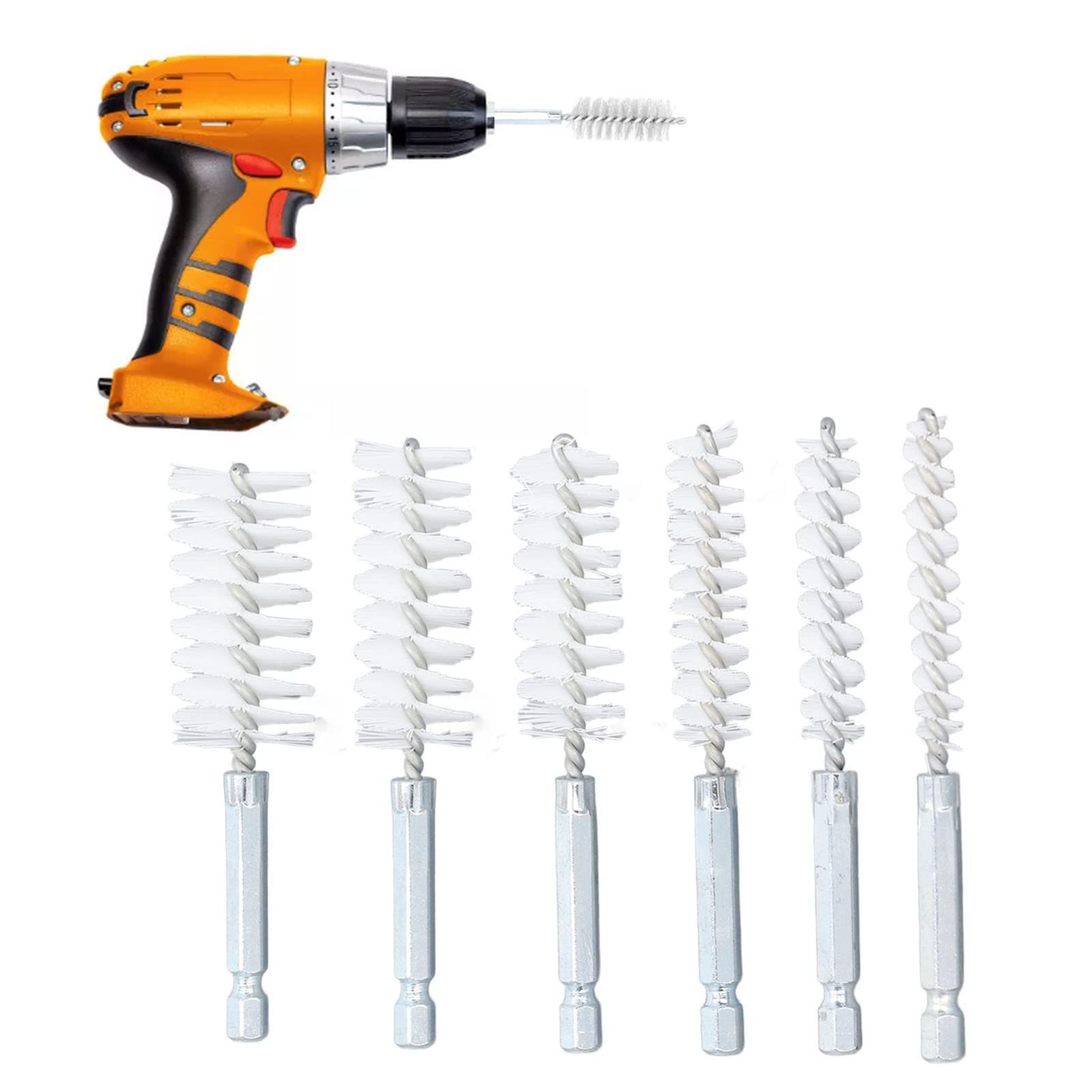 ホールブラシ クリーニングブラシセット 穴ブラシセット 1/4インチ六角シャンク付き 電気インパクトドリル用 6PCS (真鍮線)黄))
