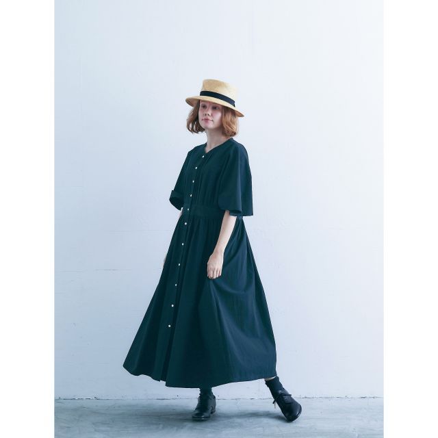 再入荷 MAGALI | リンクルコットン ピンタックワンピース black | ワンピース マガリ