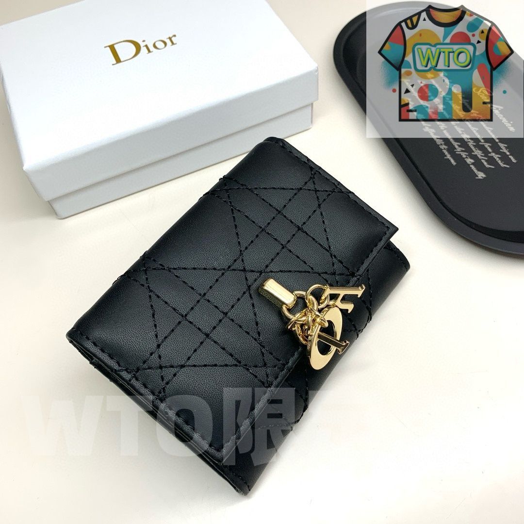 今日 Dior 923 ミニレディディオールウォレット ブラック|ベージュ|ピンク|ブルー ラムレザー使用 コンパクトで実用的なデザイン | ♥品 -WT0輸入