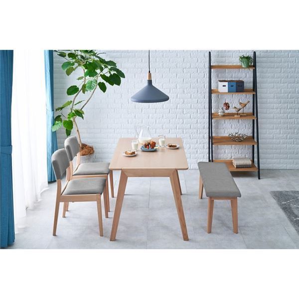 シンプル ダイニング 4点セット テーブル×1 チェア×2 ベンチ×1 ナチュラル×グレー 机幅約120cm 組立品 代引不可