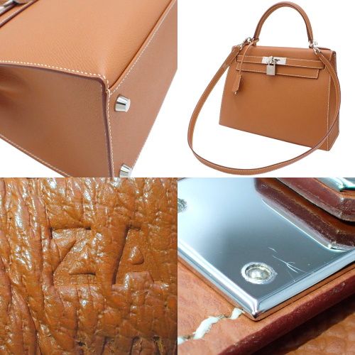 HERMES(エルメス) ケリー 28 (外縫い) ゴールド ブラウン茶 ヴォー