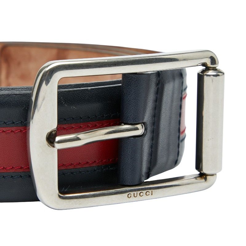 グッチ シェリーライン ベルト サイズ：90 36 295331 レザー メンズ GUCCI 【1-0236252】 グッチ シェリーライン ベルト サイズ：90 36 295331 ネイビー レッド