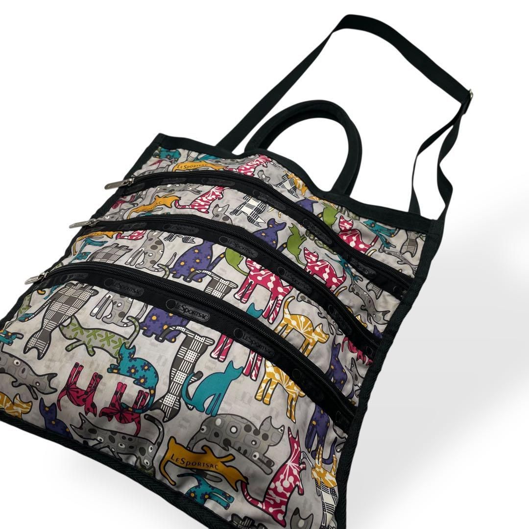 極美品 LeSportsac 2way トートバッグ ショルダーバッグ 猫柄