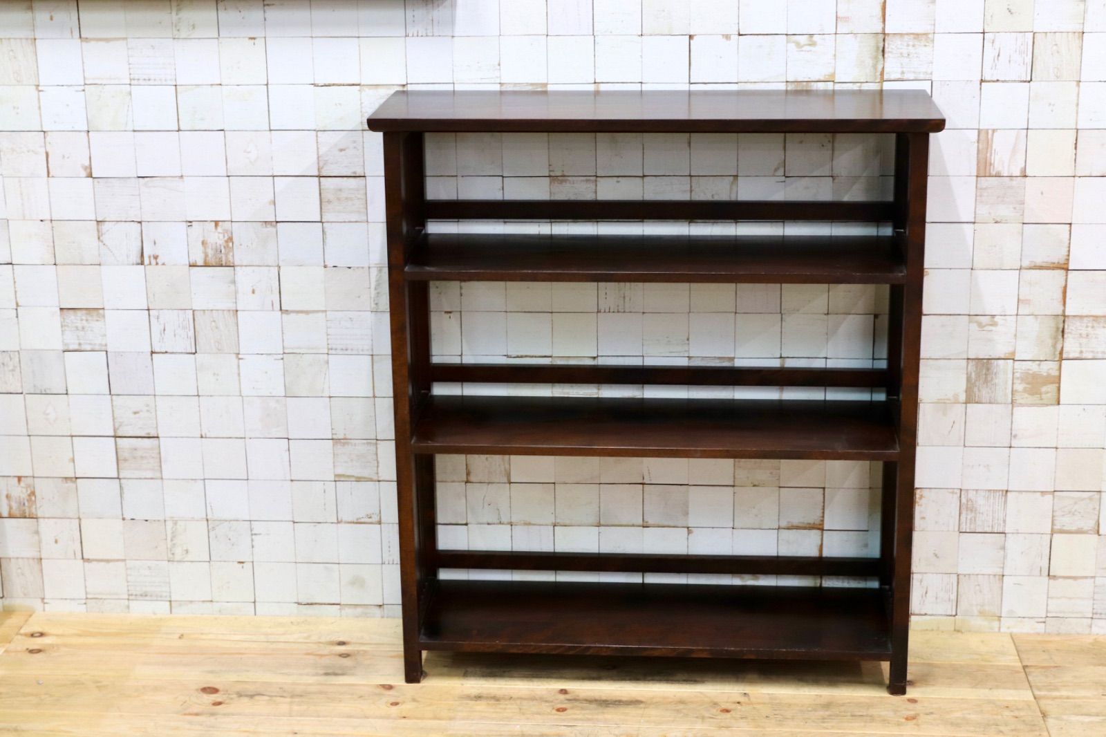 GMIS305○北海道民芸家具 樺材 民藝 アンティーク シェルフ ラック 飾り棚 本棚 ブックシェルフ 飛騨産業 和室 座敷 和家具