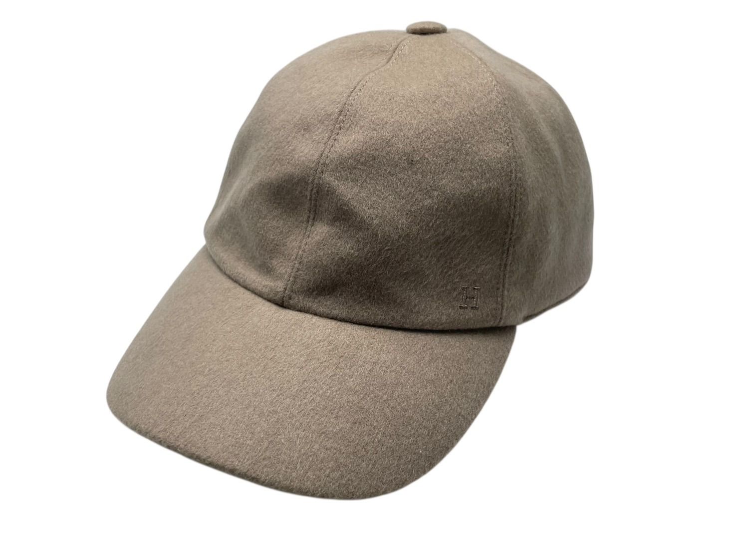 HERMES エルメス ライリー キャップ セリエボタン Hロゴ刺繍 ベージュ カシミヤ コットン シルク 59 634363N 4b007665