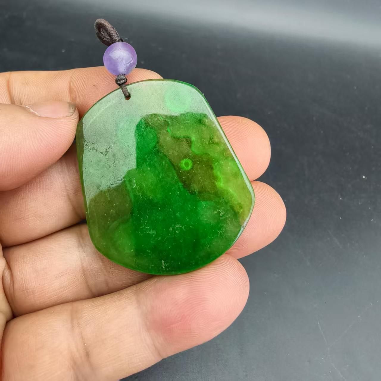 中国古美術.古玉老玉.コレクション.古代高氷満緑老翡翠.悟道玉牌