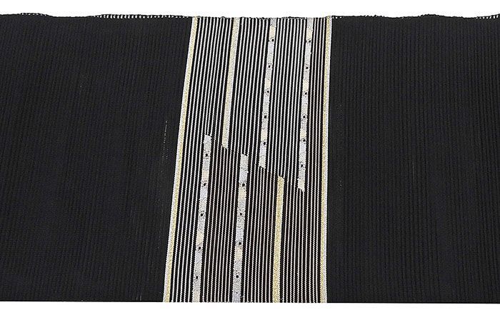 夏帯 名古屋帯 未使用品 絽綴れ 正絹 仕立て上がり 黒 未着用 美品