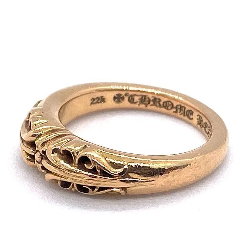 美品クロムハーツBaby Classic Ring W / K to T CHROME HEARTS BABY CLASSIC FLORAL CROSS RING クロムハーツ