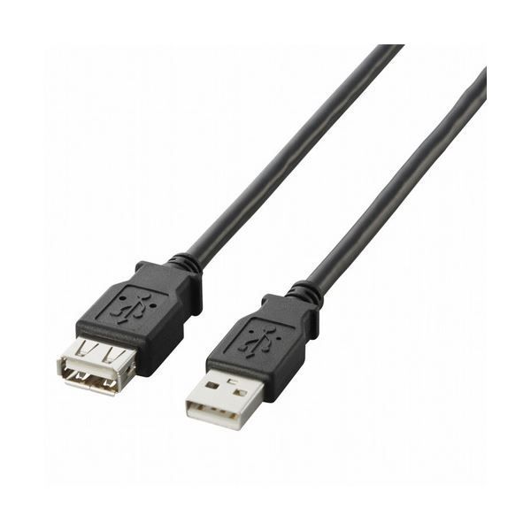PC周辺機器 (まとめ) エレコム USB2.0延長ケーブル(A)オス-(A)メス ブラック 2.0m U2C-E20BK 1本 【×10セット】