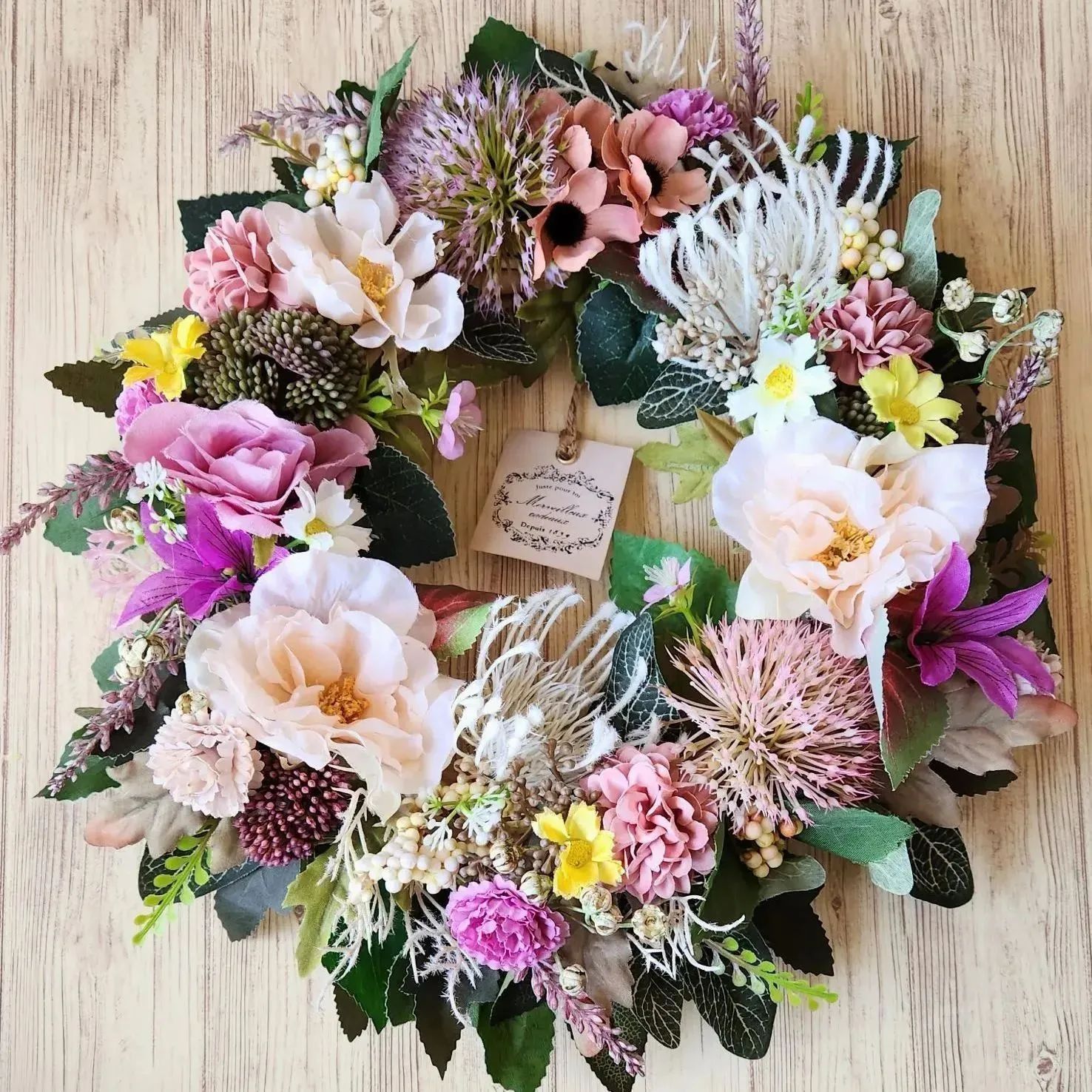 304】フラワーリース玄関リース造花リース