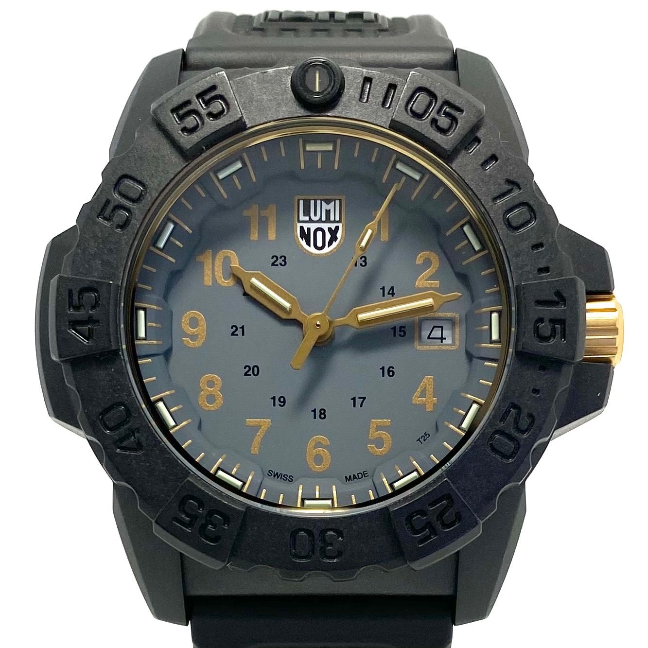 腕時計 メンズ ルミノックス LUMINOX ネイビーシールズ 3500 Series 3508 GOLD クォーツ グレー デイト表示 樹脂ベルト 200m防水