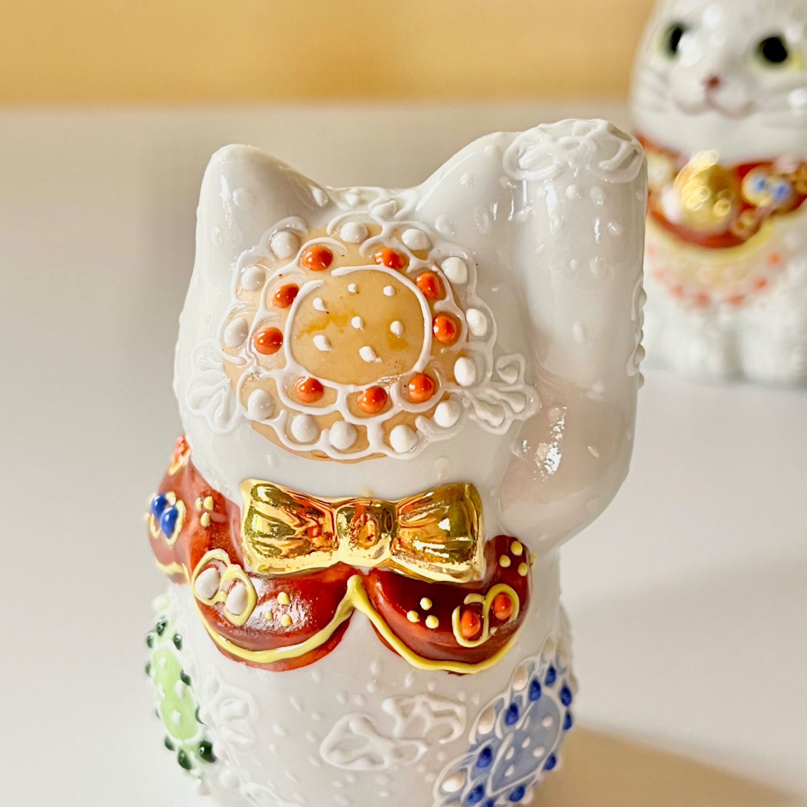 九谷焼】ペア招き猫『白盛』 ファッション