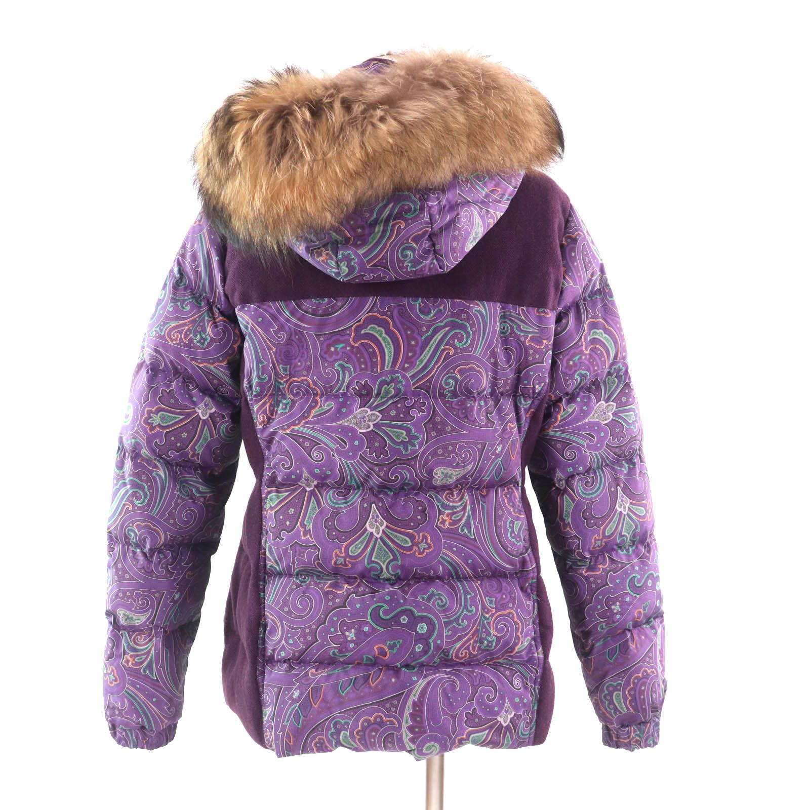 極美品 ETORO エトロ イタリア製 ファー ダウンジャケット ペイズリー 極美品 ETORO エトロ イタリア製 ファー ダウンジャケット ペイズリー