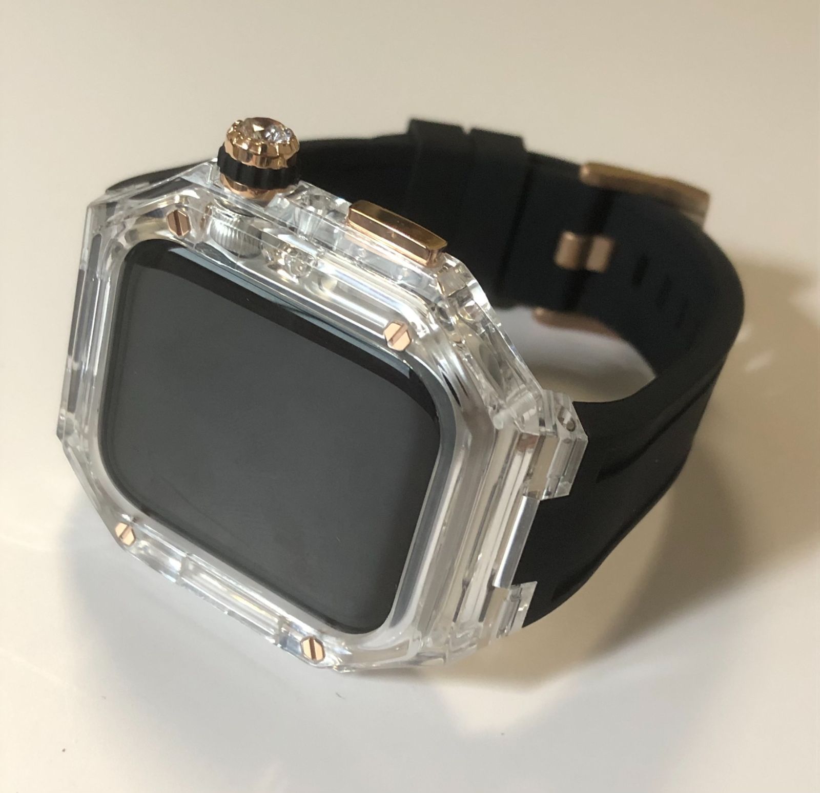 GimelZayin zc ローズゴールド クリア ブラック☆アップルウォッチ 
