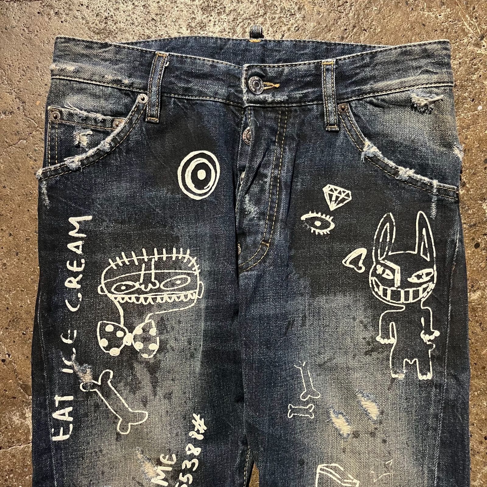 メンズ Dsquared2 15ss バスキアプリント Tidy Biker Jean ディー 