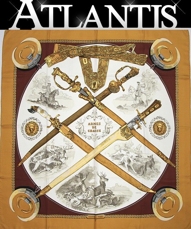 エルメス HERMES カレ90 ARMES DE CHASSE 鹿狩り 大判スカーフ シルク