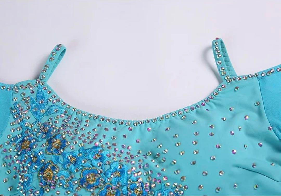 豪華ストーン付スタンダードドレス✨競技会や発表会に最適！リボンフロート付き 新品未使用豪華ストーン付スタンダードドレス 競技会や発表会に