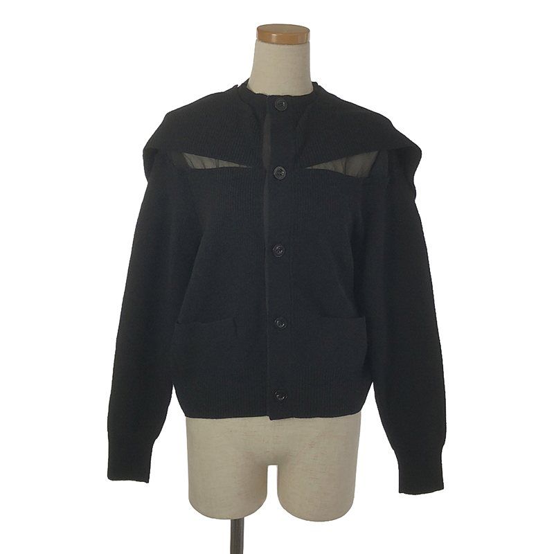 sacai Chiffon Mix Wool Knit Cardigan