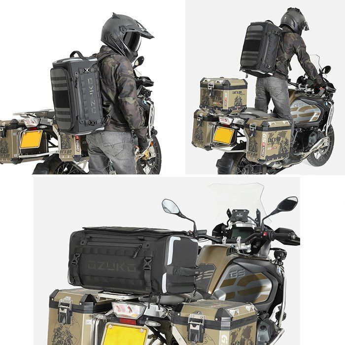 バイク シートバッグ 容量45L 汎用 防水 乾湿分離 2way ツーリング リュック リアバッグ 旅行 反射テープ ショルダーストラップ 収納 迷彩 FFCRYSTALESIA_COM