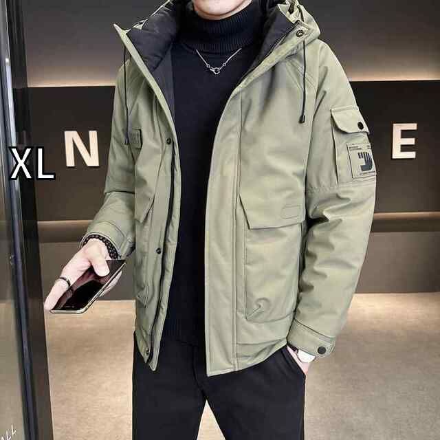 XL 秋冬 コーデ メンズ 服 シンプル ファッション オシャレ 大人 かっこいい 大きいサイズ ストリート 紳士服 ダウンジャケット カジュアル ワイド シルエット フード付き 厚手