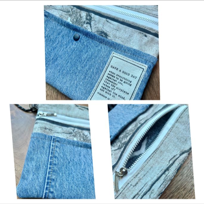No.68 【リメイクデニム サコッシュ♪】木目調🎄🎄×デニムリメイク  