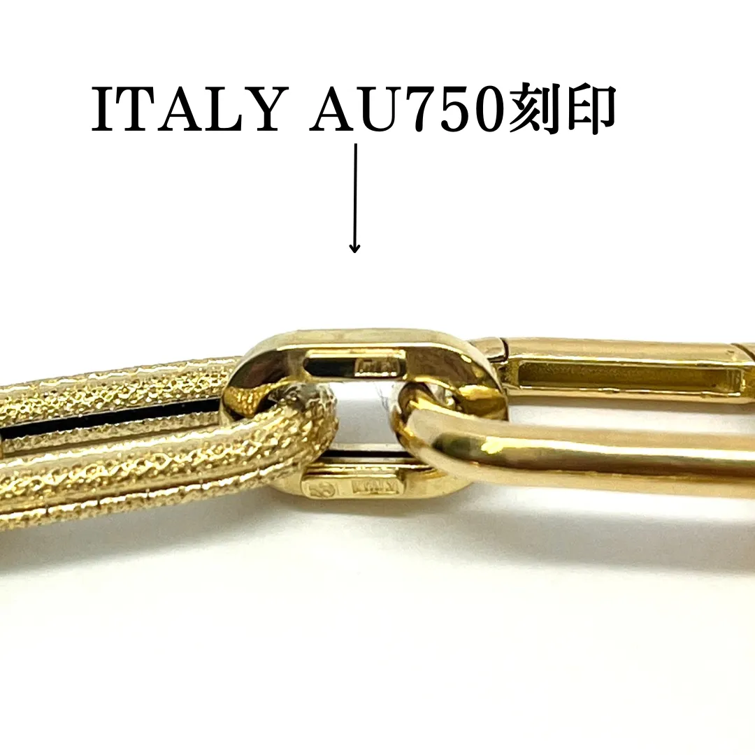 新品 18金 ペーパークリップ ブレスレット 幅7.5mm 極太 19cm K18 YG 