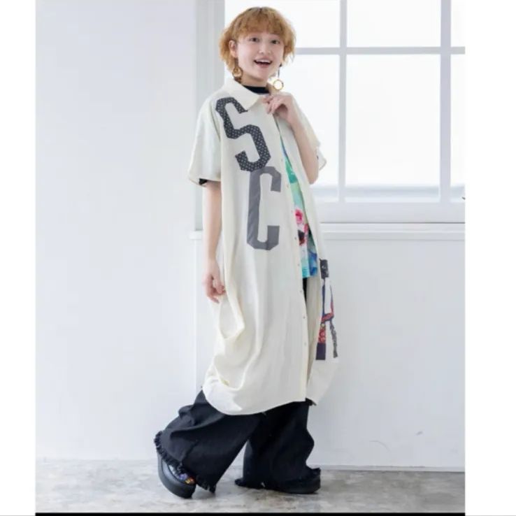 Scolar SCRロゴアップリケシャツワンピース