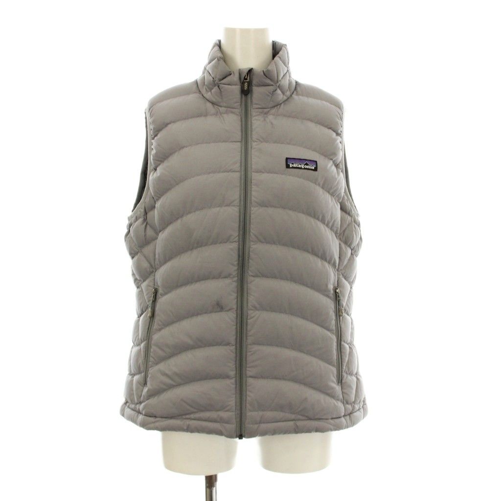 パタゴニア Patagonia ダウンベスト スタンドカラー ジップアップ ロゴ M グレー 84627FO |KU
