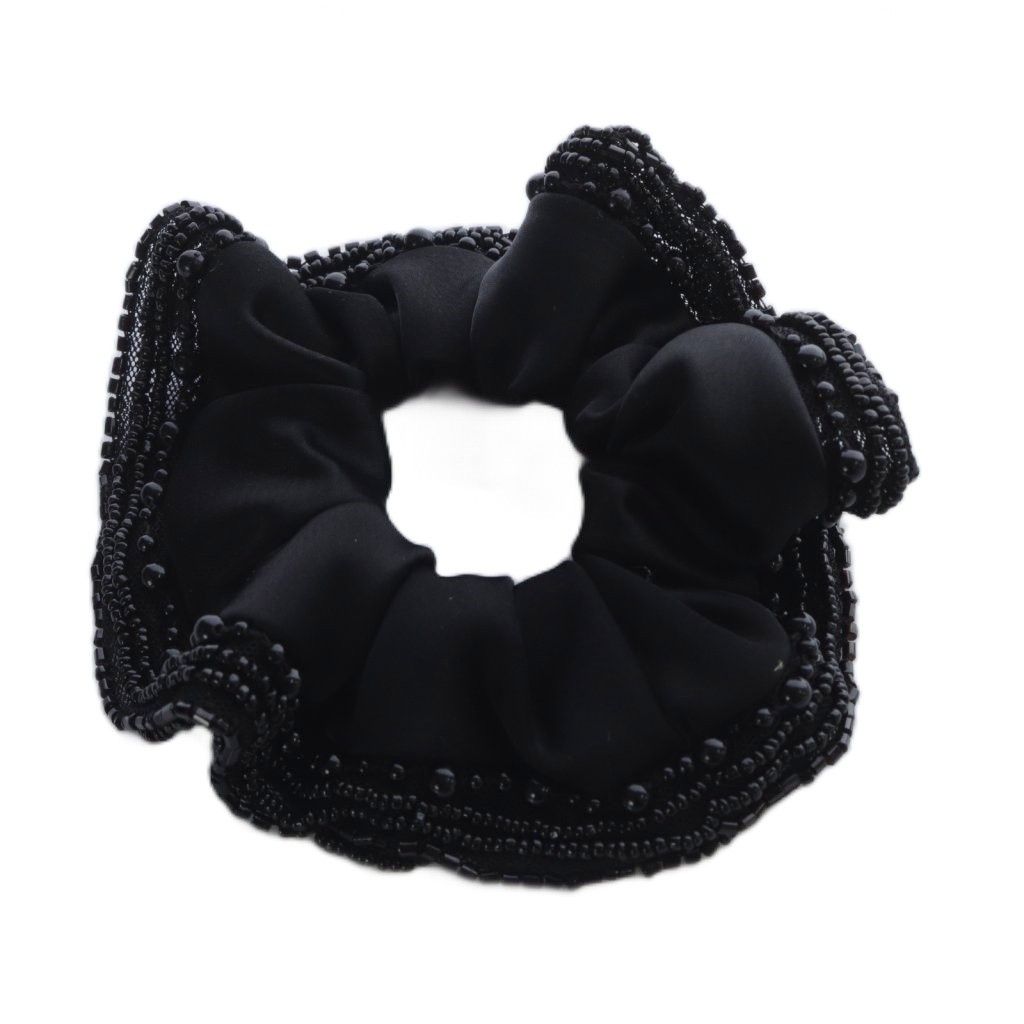 アレクサンドルドゥパリ Alexandre De Paris サテンビーズシュシュ 黒