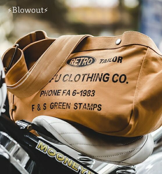 Blowout バイカー ビンテージ ショルダーバッグ ツーリング アメリカン ヴィンテージスタイル ヘルメットバッグ BELL BUCO ウエストライド フリーホイーラーズ 帆布