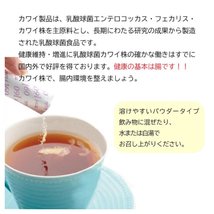 食品 【特選品】カワイ160 x1箱 (100包) 乳酸球菌 カワイ株 160mg 含有 サプリメント 河合乳酸球菌研究所 粉末 パウダー 腸活