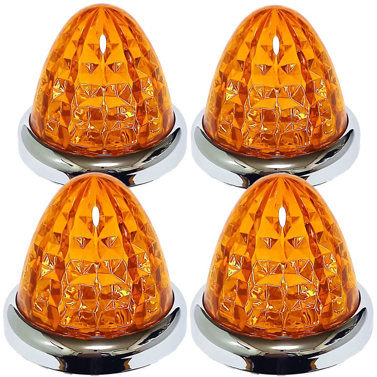 サイドマーカー LED16発 24V専用 汎用 8面クリスタルカットレンズ メッキ リング 水色 ライトブルー 10個セット 新品 即決即納 _44112# | Customize（カスタマイズ） 24V トラック用 LED マーカー