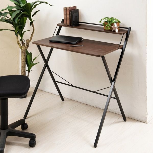 棚付折りたたみワークデスク(ハイタイプ/ナチュラル) 幅80cm