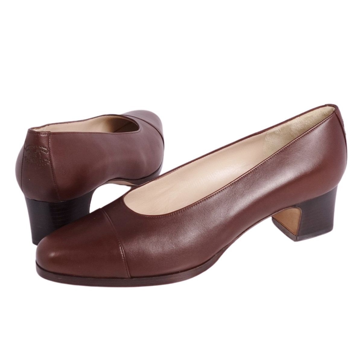 未使用 Vintage シャネル CHANEL パンプス ココマーク レザー ヒ  