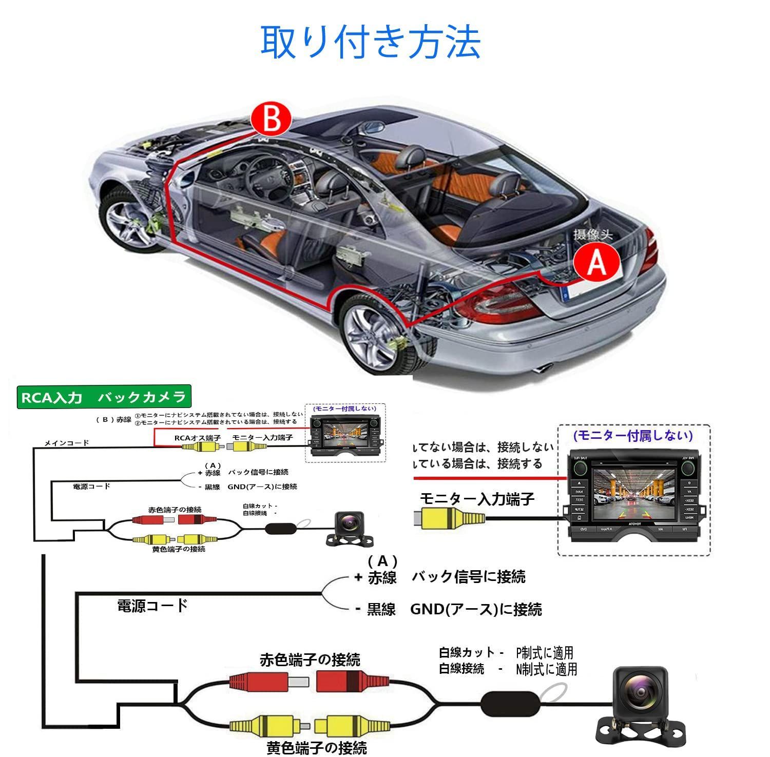 バックカメラ 720P 夜でも見える 最新超暗視機能リアカメラ
