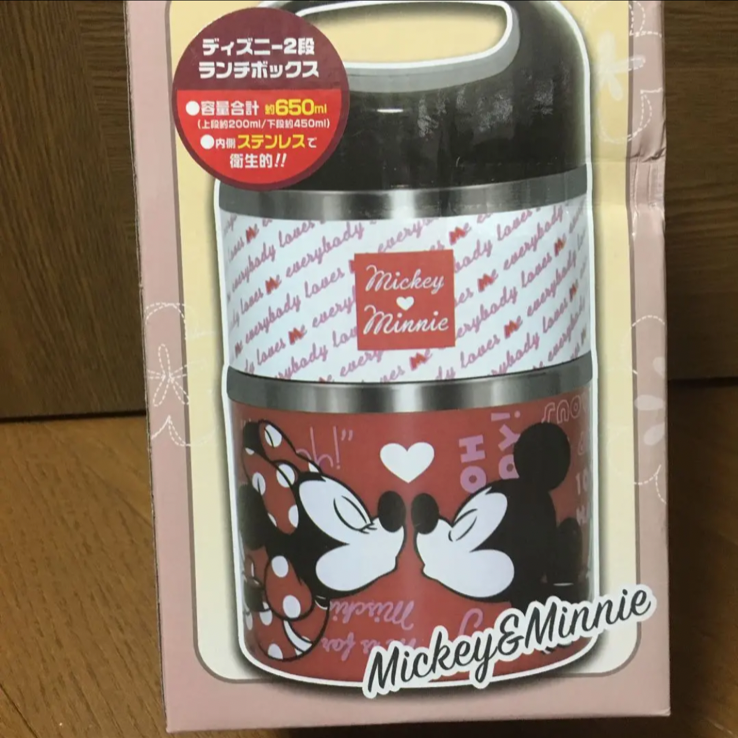 メルカリshops ディズニー2段ランチボックス 非売品 お弁当箱 ミッキーミニー 耐熱ランチbox