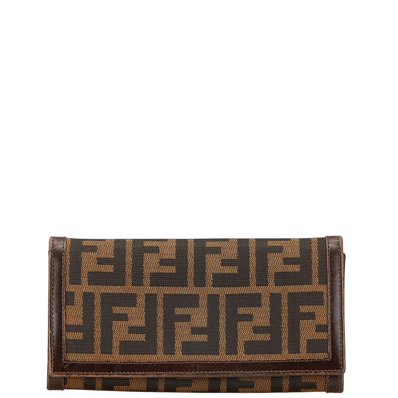 フェンディ ズッカ 30851 ブラウン ブラック キャンバス レザー レディース FENDI 1-0231802