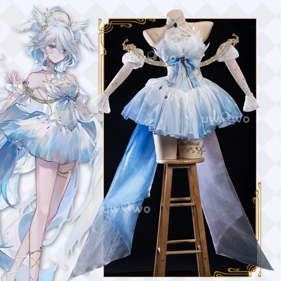 uwowo 原神 水神 フカロス フリーナ コスプレ衣装 ウィッグ 靴追加可