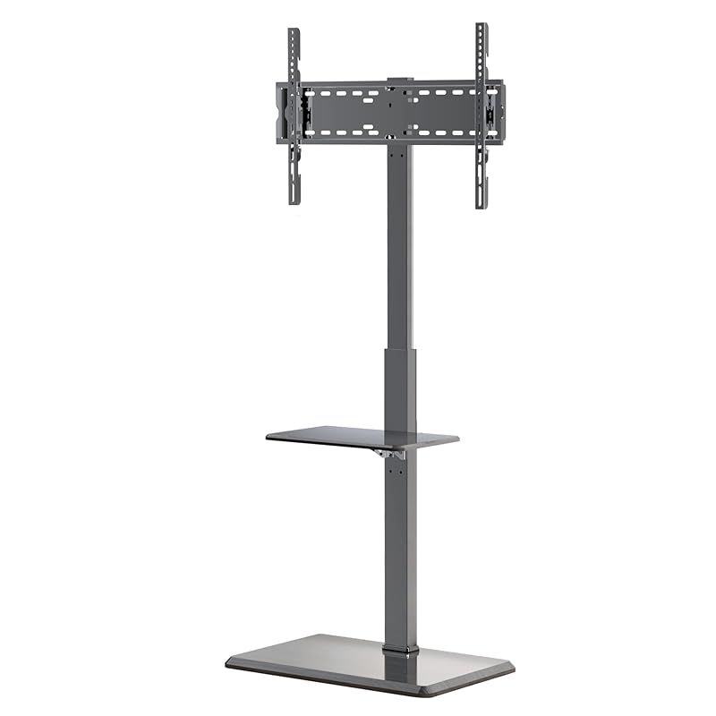 Afaloona テレビスタンド 壁寄せ テレビ台 ハイタイプ 32-75インチ対応 自立式 tv stand 耐荷重45kg VESA75x75mm~VESA600x400mm TVスタンド 高さ調節 左右回転 収納棚付き 黒 TCP01-2- 1