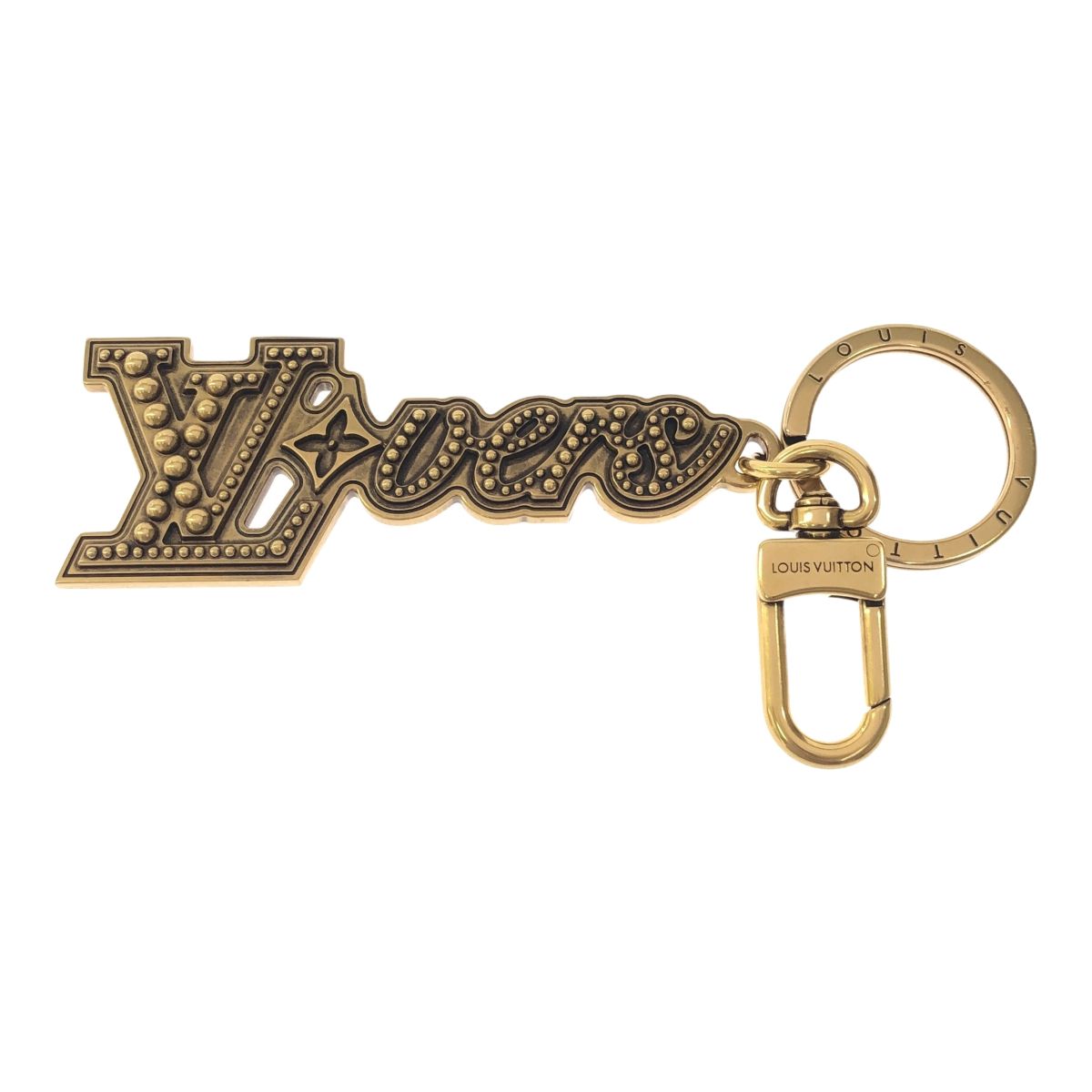 LOUIS VUITTON ルイヴィトン LV ラバーズ スタッズ チャーム キーホルダー キーチェーン M01755 ゴールド イタリア製