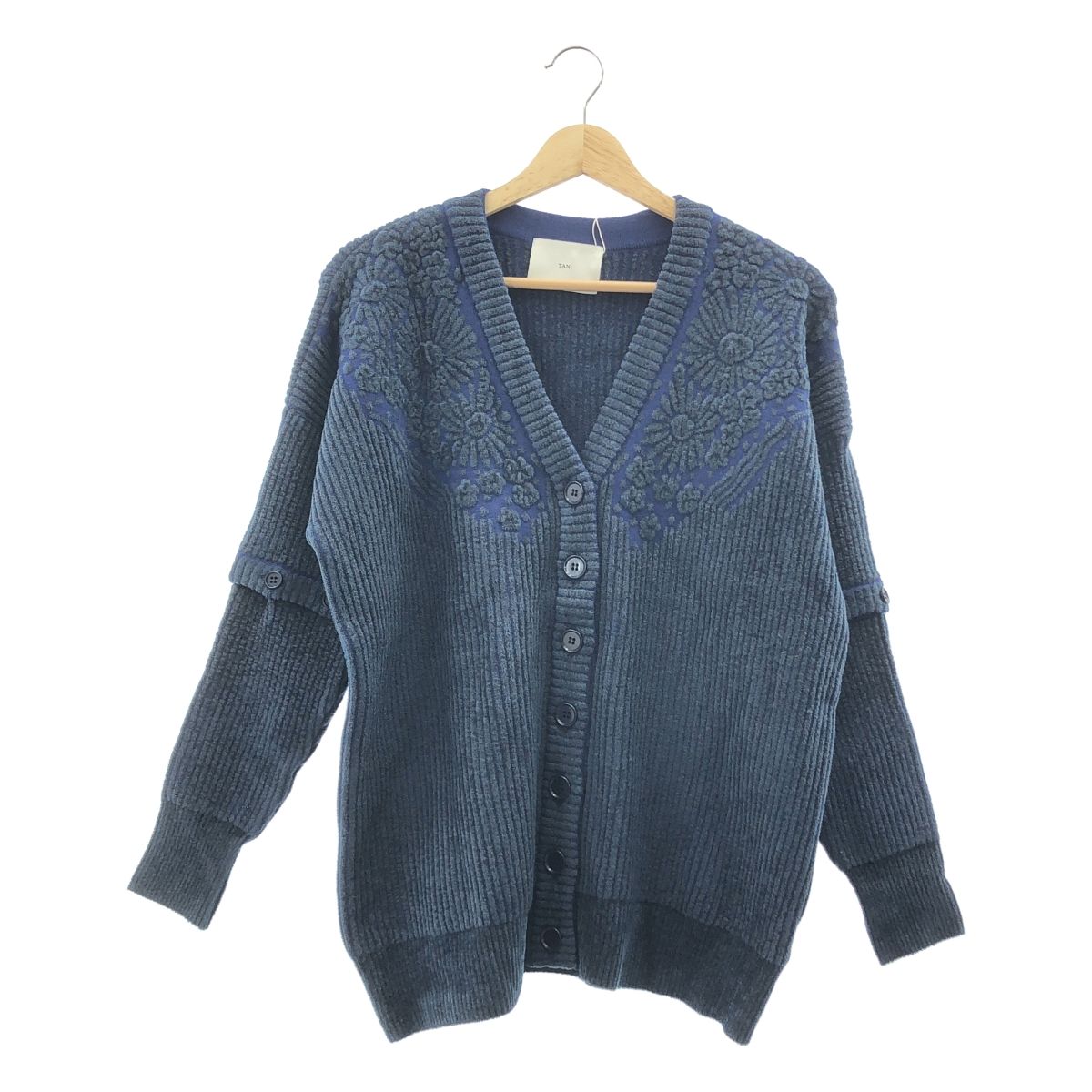 TAN | タン | 2025AW | FLOWER JACQUARD CARDIGAN フラワー ジャガード カーディガン | F | ブルー | レディース