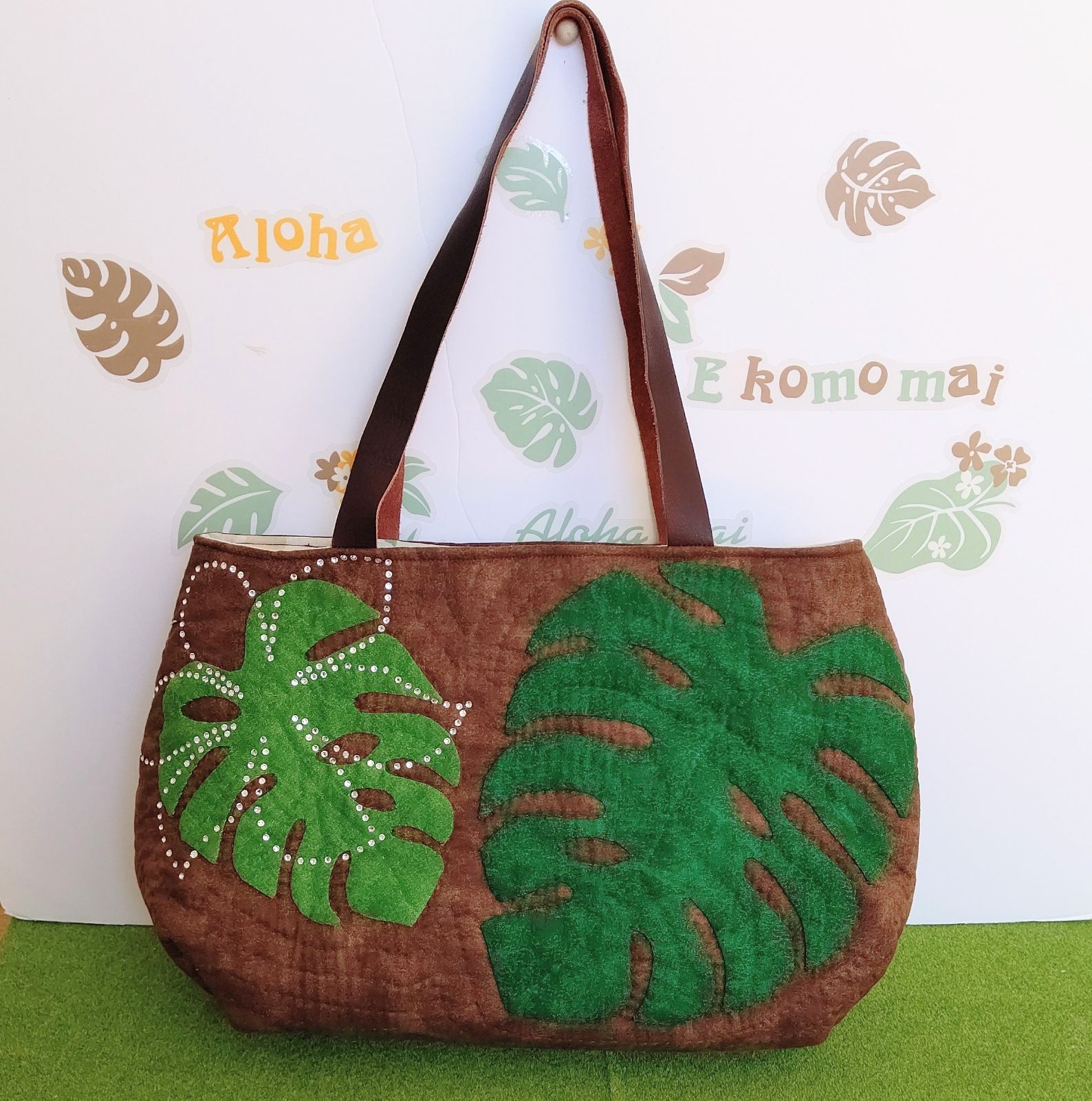ハワイアンキルト キラキラトートバック ハワイアンキルトA4トート