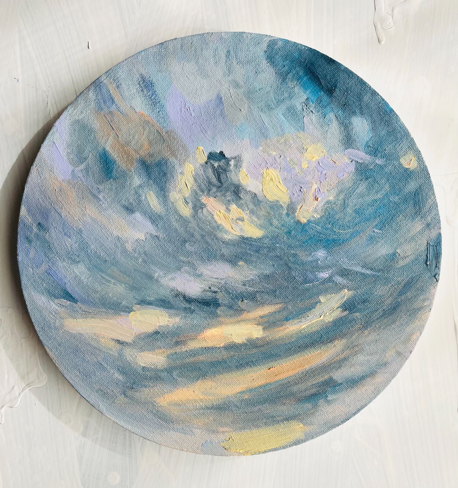 直径25㎝「夕空２」油彩・絵画・原画・丸形・アートパネル 直径25㎝「夕空２」油彩・絵画・原画・丸形・アートパネル