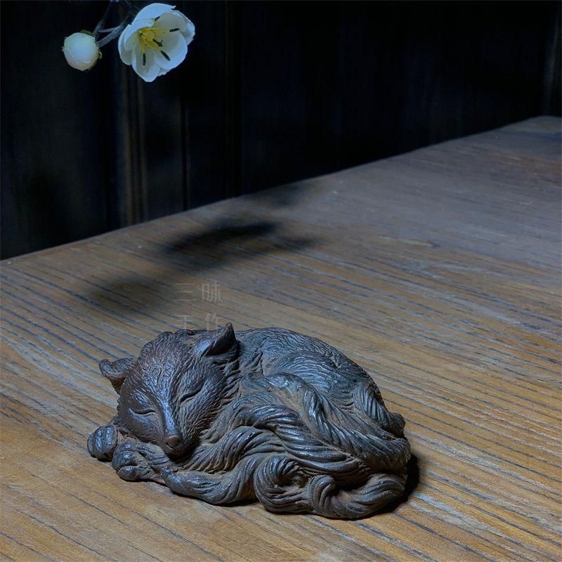 彫刻 九尾狐 禅意 茶道茶寵 文鎮 書道具 茶道具 装飾品 工芸品 置物 彫刻 九尾狐 禅意 茶道茶寵 文鎮 書道具 茶道具 装飾品 工芸