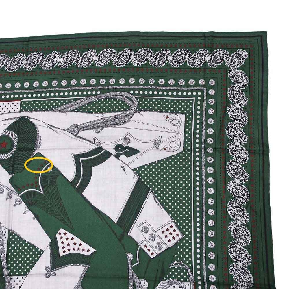 名東】エルメス カレ140 スカーフ Zouaves et Dragons カシミア シルク