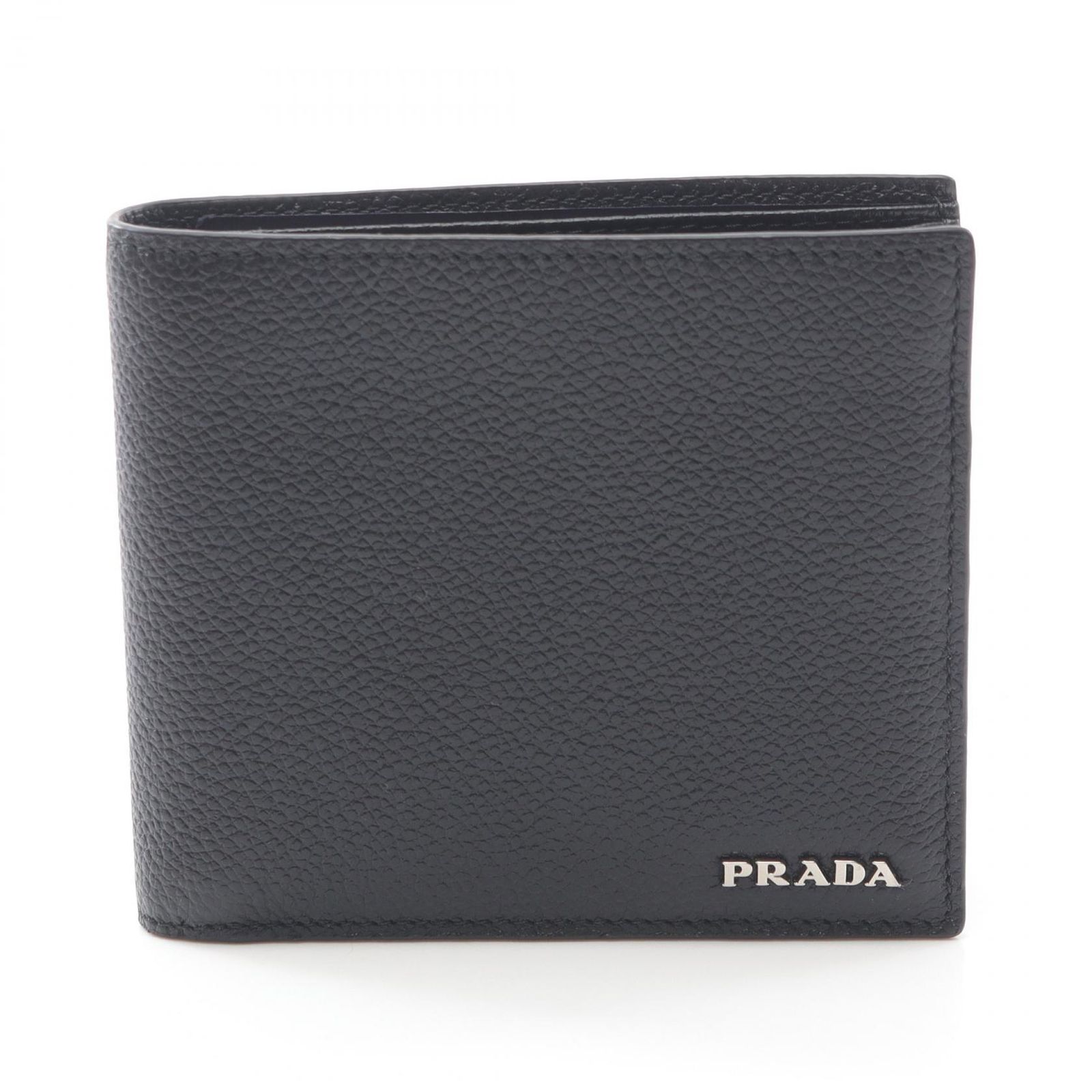 プラダ PRADA 二つ折り財布 VIT.MICRO GRAIN 2MO738 ブラック レザー 二つ折財布 メンズ