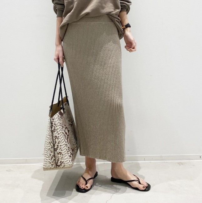 L'Appartement アパルトモン 20SS Boucle Skirt ブークレスカート 20060560003710 36 ベージュ ロング  タイト リブニット ボトムス g14443 - メルカリ