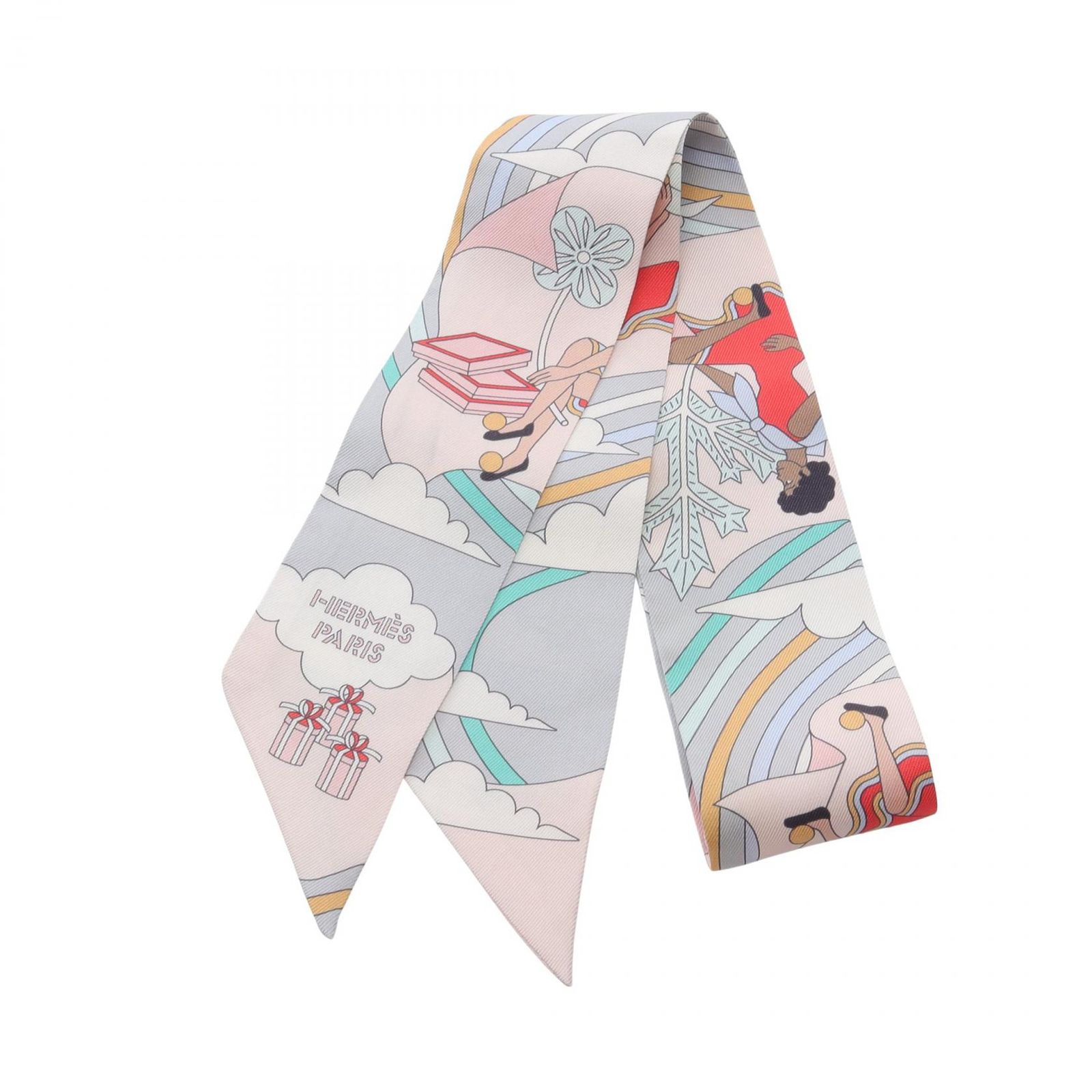 エルメス HERMES スカーフ ツイリー CARRES VOLANTS ピンクマルチ シルク トゥイリー レディース Used B